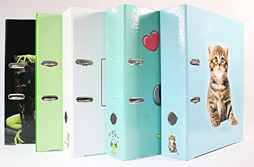 5x ADINA Motivordner Standard-Ordner 8cm Rückenbreite Sortiment (Tiere 1)