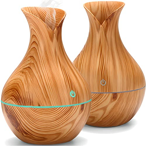 Retoo Aroma Diffuser, Ultraschall Aromatherapie mit mit Farben Licht LED, Beleuchtung, Luftbefeuchter 150 ml, Elektrisch Öle Diffusor, Duftöl, Aroma Ätherische Öle, Duftlampe für Zuhause Büro, Holz