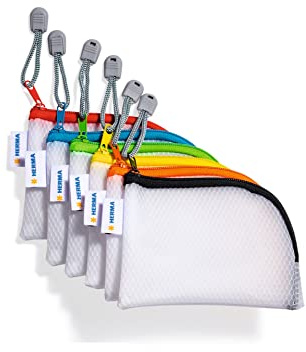 HERMA Dokumententasche A7 mit Reißverschluss Set, 10 Stück, wasserdichte mini Reißverschlusstasche, verschließbare Dokumentenmappe aus Kunstoff mit Zipper, halb-transparent, 14 x 10 cm