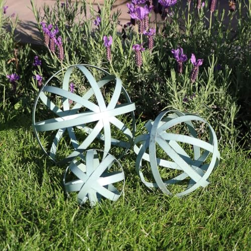 Melody Maison Set Of 3 Antique Sage Green Decorative Garden Spheres