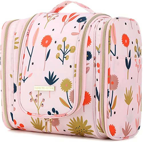 Kulturbeutel, Lychii Kulturtasche zum Aufhängen für Damen & Herren, Große Kosmetiktasche, Waschbeutel zum Aufhängen - Floral