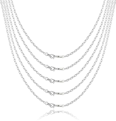 26 Pack Necklace Chains, 925 Silver Engraving Chains with Lobster Clasps for DIY Jewellery Necklace Bracelet Making 45cm /18 inches