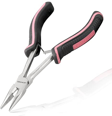 LEONTOOL Long Reach Long Nose Pliers with Cutter 6 Inches Extra Long Needle Nose Pliers Small Needle Nose Pliers with Side Cutters For Jewelry Making Working In Tight Spaces Pink Tool for Women