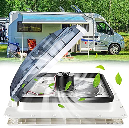 XDLYWUZIQ Wohnmobil Ventilator 36 X 36 Cm/40 X 40 cm Wohnwagen Dachfenster Abluftventilator Mit Led Licht Für Garage Küche Camper Abluft Dachfenster Für Wohnmobil Caravan,360mm