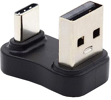 cablecc 10Gbps Type A USB3.0 Male to USB 3.1 Type C Male Data Opposite U Shape Back Down Angled 90 Degree Charging Adapter for Laptop Phones