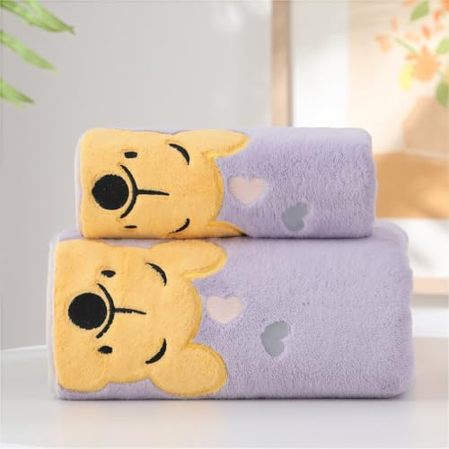 Set Asciugamani Bagno Viso e Bidet per Bambini, Asciugamano Per Bambini, Asciugamani Spugna Asciugatura Rapida Morbidi, Soffici e Altamente Assorbenti Per Spiaggia Nuoto Doccia,Viola,Towel+Bath Towel