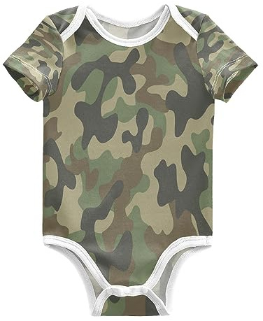 KAAVIYO Ejército Camuflaje Ejército Verde Verde Body de Bebé Manga Corta de Algodón Para Bebés de 3-24 Meses De Verano