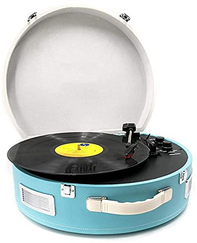 ROLTIN Tourne-Disque, Valise Portable Tourne-Disque Vinyle avec Haut-parleurs stéréo intégrés, entraînement par Courroie à 3 Vitesses, Support de Platine He