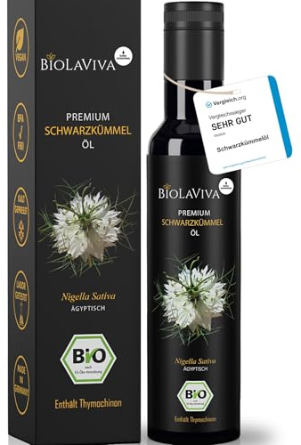 Premium BIO Schwarzkümmelöl – kaltgepresst & ungefiltert – hoher Thymochinongehalt - 100% Nigella sativa aus Ägypten – laborgeprüft & lichtgeschützt im Miron Violettglas (1x250 ml)