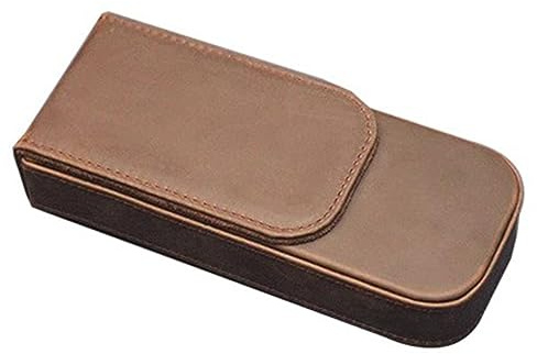 LAZRU Étui À Stylos en Cuir, Étui À 3 Stylos Plume/Plateau À Crayons, Fermeture Magnétique avec Tiroir, Housse De Protection pour Stylo Marron, Choix De Cadeau pour Homme/Femme/Bureau
