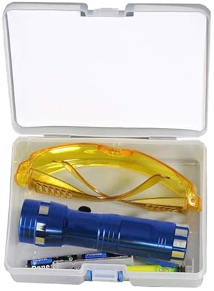 Kit de detector de fugas de CA automotriz, herramienta de detección de fugas de linterna de aire acondicionado automático, lentes protectores fluorescentes, kit de detector de fugas preciso de aire