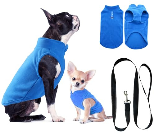 Hundepullover, Hundemantel Fleece Kleine Hunde, Hunde Fleece Pullover Katzenpullover, Hundepullover Hunde Kleidung für Chihuahua Französische Bulldogge(L, Blau)