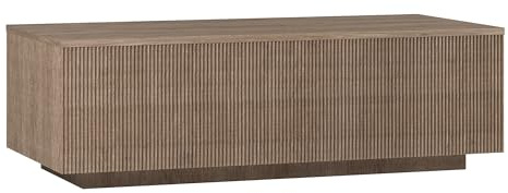 Henn&Hart 48 Fluted Rectangular Low-Profile Coffee Table with Ribbed Sides for Living Room, Family Room, or Office, Antiqued Gray Oak