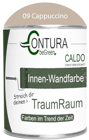 Contura Caldo 1 Liter Wandfarbe 35 Farben Deckenfarbe Contura Hohe Profi Deckkraft Klasse 1 (09 Cappuccino)
