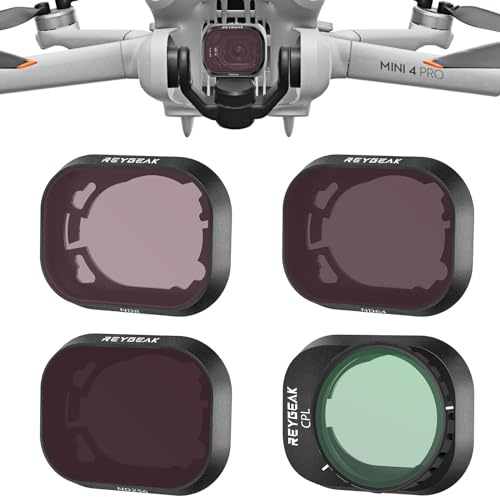 REYGEAK ND CPL Filters Set for DJI Mini 4 Pro Accessories 4 Pack ND8 ND64 ND256 CPL Polarizer and Neutral Density Filters Drone Lens Accessories, Multi Coated HD Optical Glass