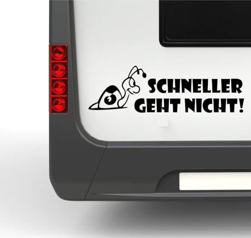 Rakelfix Wohnmobil Wohnwagen Aufkleber Lustige Schnecke Typ2 ca 40cm mit Spruch Schneller geht Nicht Sticker Autoaufkleber