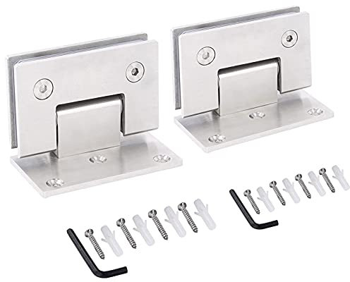 Scharniere für rahmenlose Duschtüren, Glastürscharnierklemme, 2 Stück 90-Grad-Glastürscharniere, Ersatzteile for Duschscharniere, Edelstahl-Schranktürscharnier-Badezimmerklemmen, geeignet for 8–12 mm