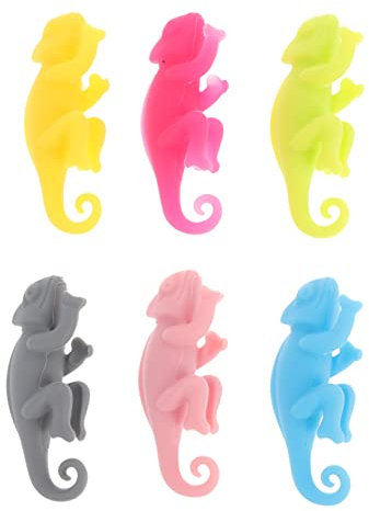 ABOOFAN 6pcs Silicone Wine Charms Markers Creative Animal Chameleon Drink Markers for Glasses and Party Use