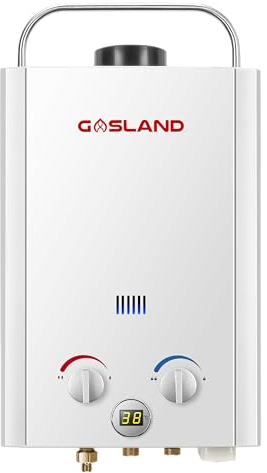 GASLAND BE158-UK Tankless, scaldabagno a gas da 6 l, 30/37 mbar, istantaneo LPG per doccia da campeggio, doccia cavalli, RV da viaggio