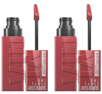 Maybelline New York SuperStay Vinyl Ink Lippenfarbe Glänzend und Leuchtend mit Haltbarkeit bis zu 16 Stunden Formel No Transfer Farbe 40 Witty - 2 Lippenstifte