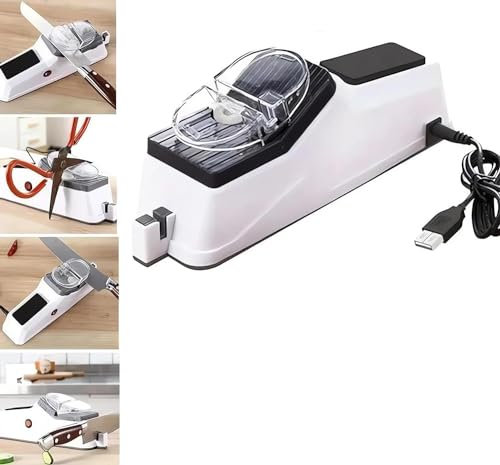 Aiguiseur de couteaux électrique – Nouvel aiguiseur de couteaux professionnel 2024 aide à réparer, restaurer et polir les lames – Avec couvercle de protection – Base stable antidérapante – Fini en seu