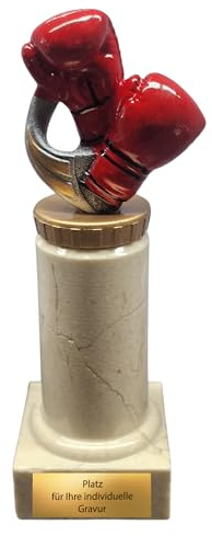 eberin · Boxsport-Pokal „Champion“ – Die ultimative Ehrung für unerschrockene Kämpfer · roten Boxhandschuhe · Boxer/Boxturniere/Vereinswettkämpfe Ehrung personalisierbar · 15,5cm
