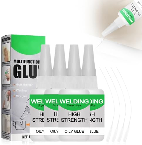 Sekundenkleber,Sekundenkleber Extra Stark Kleber Extra stark 50g mit Nadel Verschluss gegen Austrocknung für Keramikharz Metallglas (4PCS)