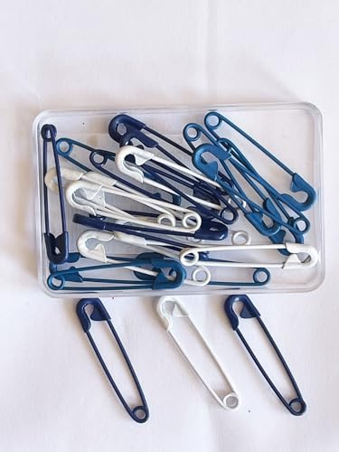 Telliswelt farbige Sicherheitsnadeln blau weiß 24 Stück lackiert 2,8 cm lang
