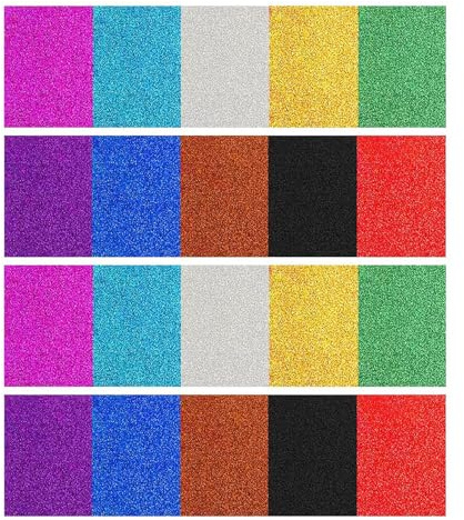 EOWVISN 20 Sheets Of A4 Glitter Paper, Colorful Cardstock, Self-Adhesive Glitter Paper, Adhesive-Backed Glitter Paper, Cutable Glitter Paper, Diy Glitter Paper