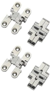 GEFONG 180 Grad Mini Verdeckte Scharnier 43 mm für Schranktür Panel-Anschluss Kleine Holzkiste DIY Handarbeit Scharniere aus Zinklegierung für Falttüren Einbohrscharnier Silber 4 Stück