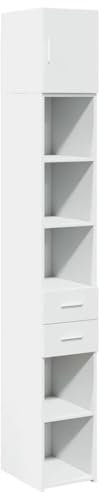 ULUYYUC Schrank Klein Vitrinenschrank Küche Mehrzweckschrank Standvitrine - Hochschrank Schmal Weiß 30x42,5x225 cm Holzwerkstoff für Speisesaal Wohnstube Küche Schlafzimmer