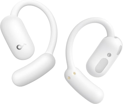 soundcore AeroFit 2 by Anker, Open-Ear Headphones, Adjustable Ear Hooks, Snug Fit, Rich Bass, Hi-Res Wireless Audio, 42H Play, Bluetooth 5.4, Wireless Charging, IP55, AI Clear Calls (Renewed) (White)