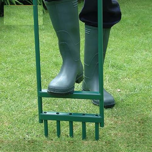 Almineez Professional 5 Prong Grass Lawn Aerator Plant Growth Outdoor Garden Hollow Tine Aerating Soil Yard Aerator