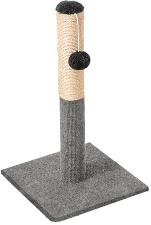 Katzenkratzbaum Kratzbaum für große Katzen mit Spielball Natursisal weiß und grau, Dicker Stamm, Katzenbaum, Kratzstamm für mittelgroße und große Katzen, Sisalstamm, mit Plüschball und Glocke, Tauben