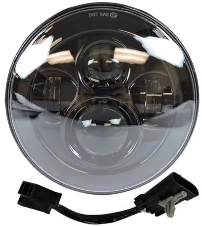 OGJFD Fari Moto Faro Proiettore A LED da 7 H4 Faro da 4,5 Fendinebbia Motociclette per Lampada per Electra per Glide per Softail per Fat Motociclo per Fanale(Light And Wire 4)