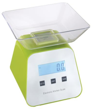 Basilico® digitale Küchenwaage mit abnehmbarer Schale – Digitalanzeige zum einfachen Ablesen – Batteriebetrieben – praktischer Küchenbegleiter für den Alltag – Retro- Digitalwaage - grün