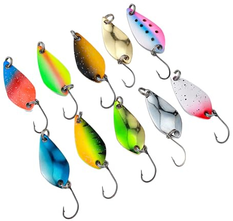 Forellenköder Set 10 Stück – Spoons Forelle in 3 Gewichten (2,5g/3,5g/5,5g), Bunte Köder mit Lockeffekt für Forellen Angeln in Fluss, Bach & See