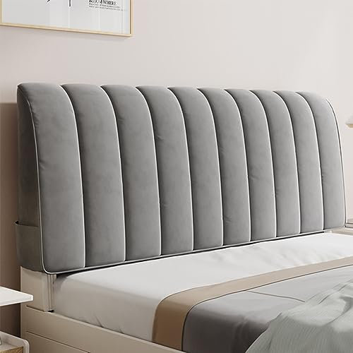 Funda acolchada de terciopelo para cabecero de cama, totalmente cubierta con tablero de madera. Cojín grueso y suave, cubierta de mesita de noche, respaldo a prueba de polvo (gris, 2 m)