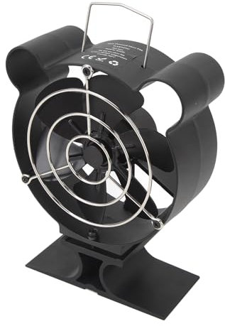 Fafeicy Ventilateur de Poêle à la Chaleur à 6 Lames Défilé d'air Efficace, Réduisez l'utilisation du Bois avec le Couvercle de sécurité pour le Brûleur en Rondins à Granulés en Bois