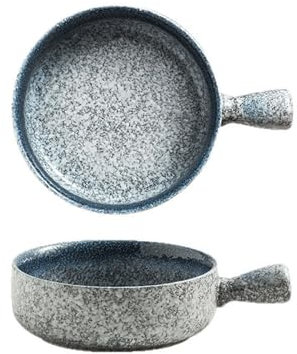 Bol à soupe avec anse japonaise – Bol à ramen/nouilles en céramique résistant à la chaleur avec glaçure vintage | Compatible micro-ondes et four 600 ml (4 couleurs)(Royal Blue)