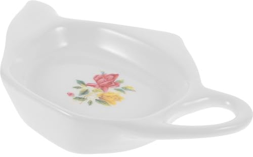 JECOMPRIS Ceramic Tea Bag Coaster and Snack Dish Teabag Holder Porcelain Plate for Afternoon Tea Single Piece