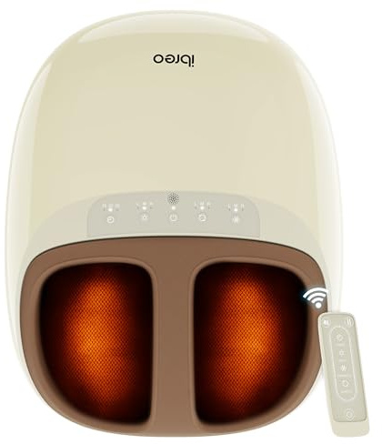 ibreo Shiatsu Foot Massager with Heat, Deep Kneading Therapy, Air Compression, Mother’s Day Gift for Mom, for Foot Neuropathy, Plantar Fasciitis, Tired & Pain Relief, for Men Women Size up to 13