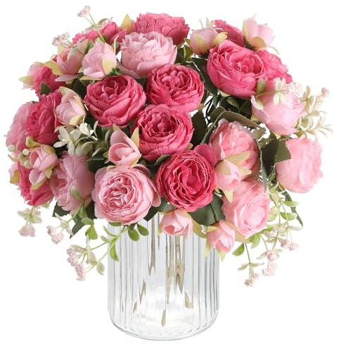 Floweroyal 8 Bündel Künstliche Pfingstrosen Rosa Seidenblumen Pfingstrosen-Sträuße für Hochzeitsfeier Tischaufsätze Blumenarrangement Wohn- und Küchendekoration