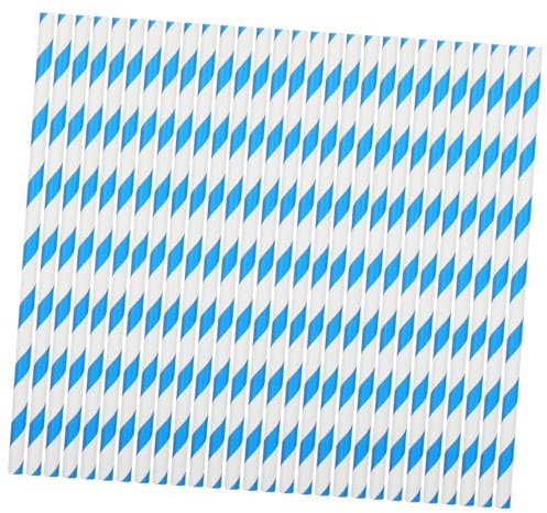 LOLIPPYY 50pcs Blue White Striped Cotton Candy Sticks Paper Lollipop Sticks 10x300mm Food Safe Candy Making Supplies for Commercial Cotton Machines and Party Use