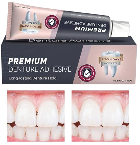 Ratpzou Crema Adesiva per Protesi, Adesivo per Dentiere con Tenuta Prolungata, Confort Gentile Tenuta Stagna per Nonni Famiglia Donne Uomini Amici Adulti