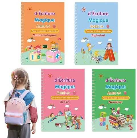 Cahiers d'écriture avec sillon magique,Cahiers réutilisables avec rainures pour apprendre à écrire | Livres d'écriture avec des ornières pour | Pour le bureau de la maternelle