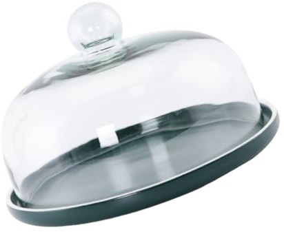 Hemobllo Assiette à Collation en Céramique Mate 10 Pouces Couleur Vert Sapin avec Couvercle en Verre Transparent Pratique pour Petit-déjeuner Et Présentation Élégante en Service Unique