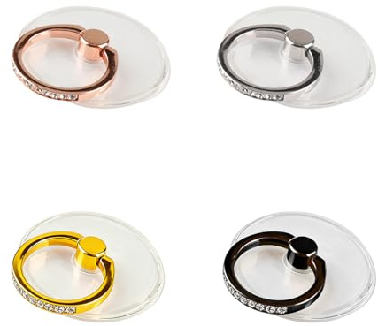 Wellrun Round Phone Ring Holder with Diamond Design,360° Rotation Kickstand Grip for Smartphones,Universal Adhesive Finger Ring Stand