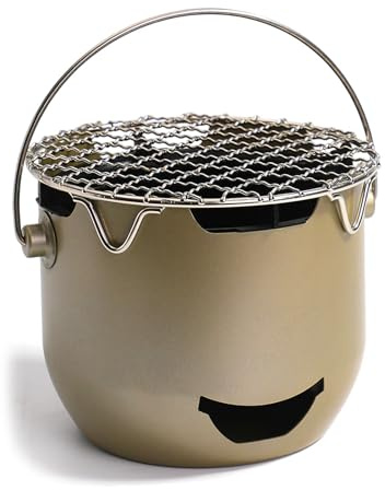 Barbecue à charbon portable compact pour camping - Petit réchaud en carbone pour la cuisine en plein air, les pique-niques, le charbon de bois - Réchaud avec grilles