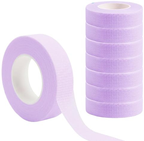 8 Rollos Cinta Micropore Maquillaje para Extensiones de Pestañas y Maquillaje de Ojos,de Tela No Tejida Transpirable 1,25 cm x 9 m, Adhesión Suave sin Residuos, Sombras y Salón de Belleza